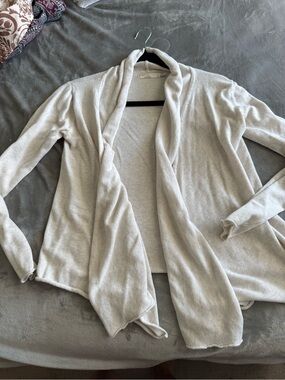 Prana Light Beige Open-Front Draped Cardigan
